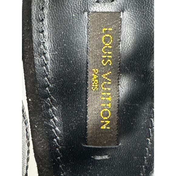 Louis Vuitton Black Suede Monogram Cut-Out Platform Sandals 120mm Heel Size 38 - Picture 4 of 14